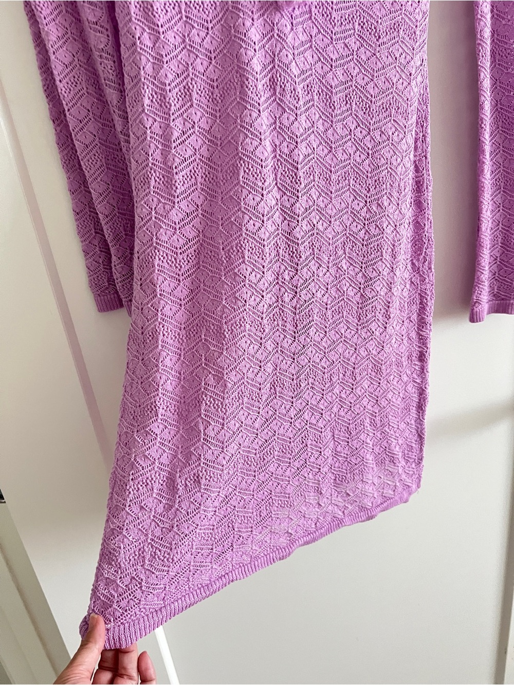 House of Harlow 1960 Lavender Crochet Bell Sleeve Cover Up Dress Size Small - Picture 11 of 15